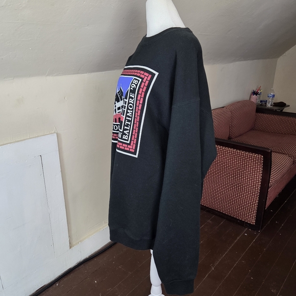 Vintage 1998 Baltimore Touchdown Stadium Sweatshirt Pro Player XL Black - Picture 3 of 11